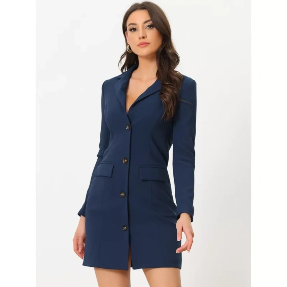 Allegra K Women's Casual Notched Lapel Collar Office Work Blazer Dress - Image 2