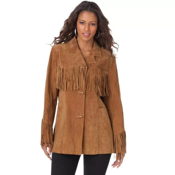 Roaman's Women's Plus Size Fringe Suede Jacket - Image 2