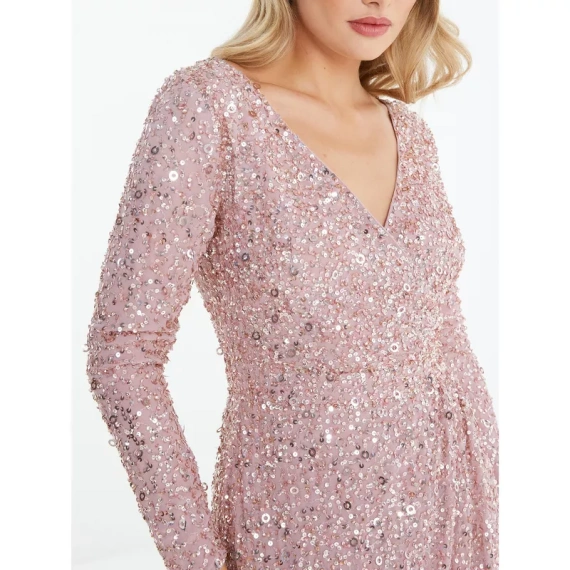 QUIZ Women's Long Sleeve Sequin Midi Dress - Image 3