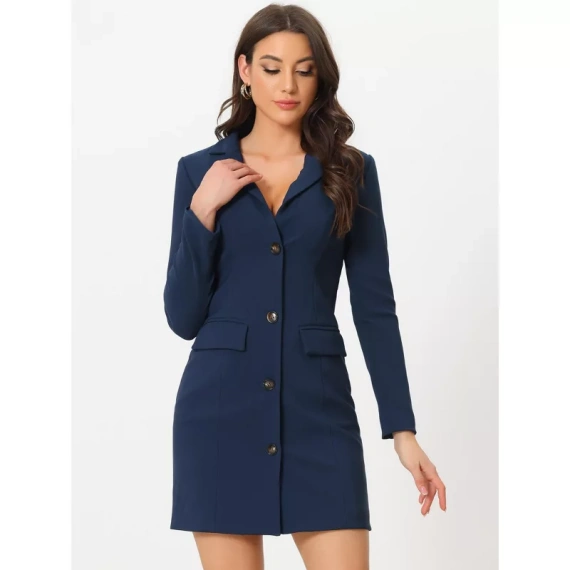 Allegra K Women's Casual Notched Lapel Collar Office Work Blazer Dress - Image 3