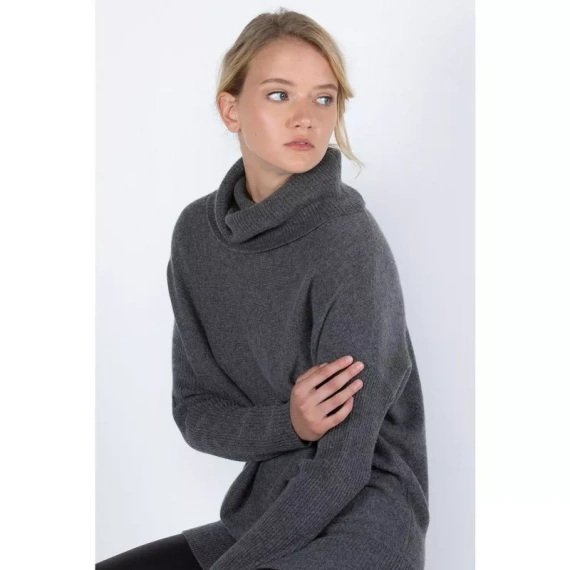 JENNIE LIU Women's 100% Pure Cashmere Cocoon Dolman Sleeve Cowlneck Sweater - Image 3