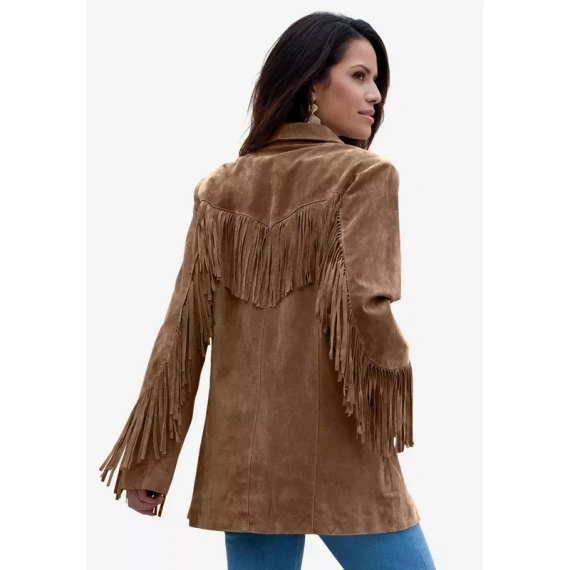 Roaman's Women's Plus Size Fringe Suede Jacket - Image 3