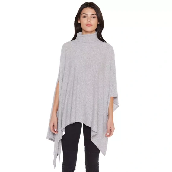 J CASHMERE Women's 100% Pure Cashmere Cowl-Neck Asymmetric Duster Sweater