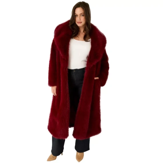 June + Vie by Roaman's Women's Plus Size Shaggy Faux Fur Coat